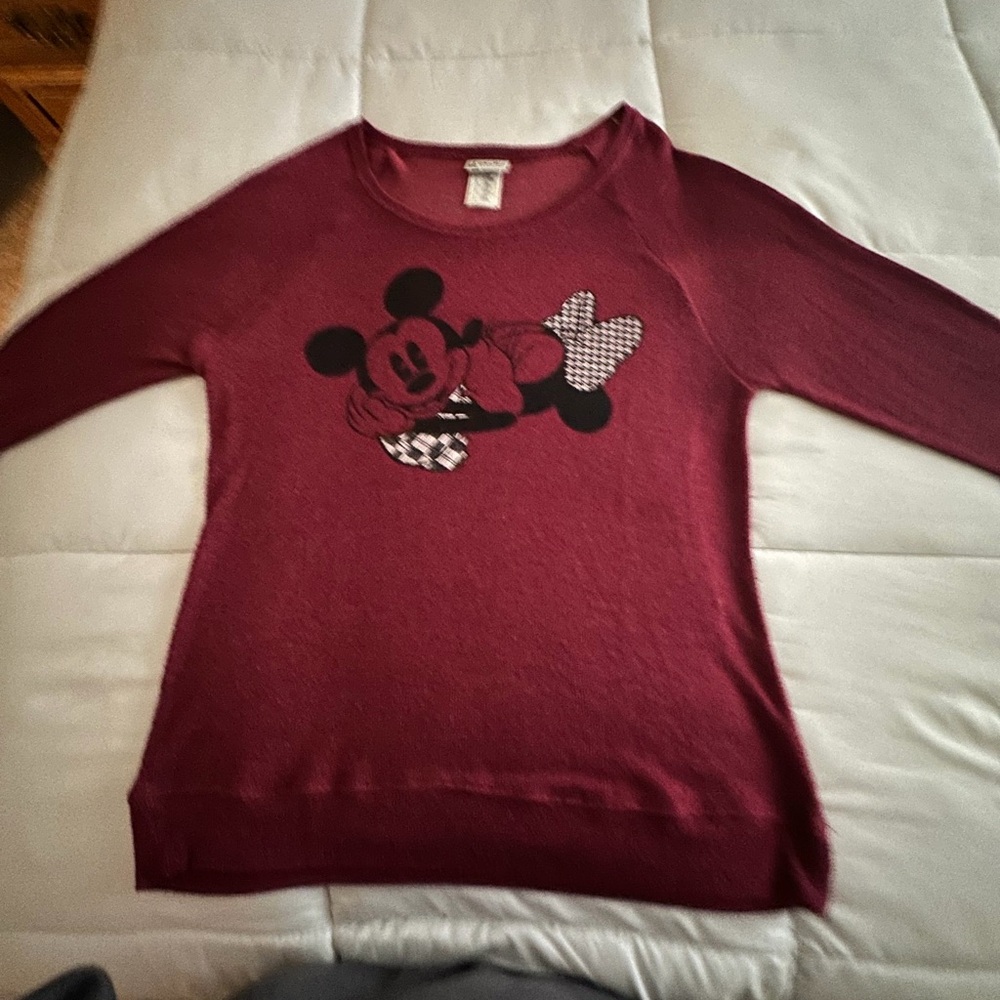 Disney Women's Maroon Mickey Mouse Sweater